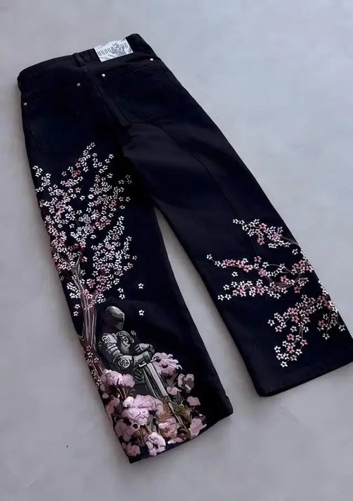 Black Cherry Blossom Jeans